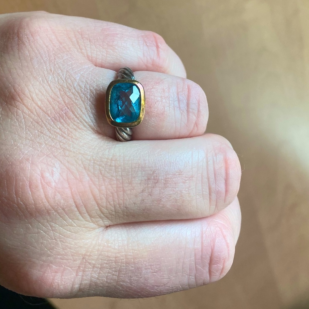 David Yurman Blue Topaz Ring. Size 6